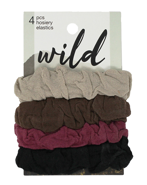 Scunci Wild Primrose Hosiery Elastics Scrunchies, 4 pcs